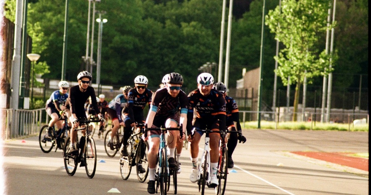 Cyclists racing during a student cycling event in Eindhoven